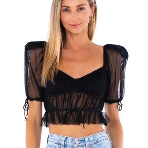 For Love and Lemons Sunshine Crop Top - Black (NEVER WORN)